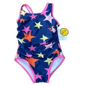 Tucker + Tate one-piece swimsuit blue colorful stars size 4 NEW